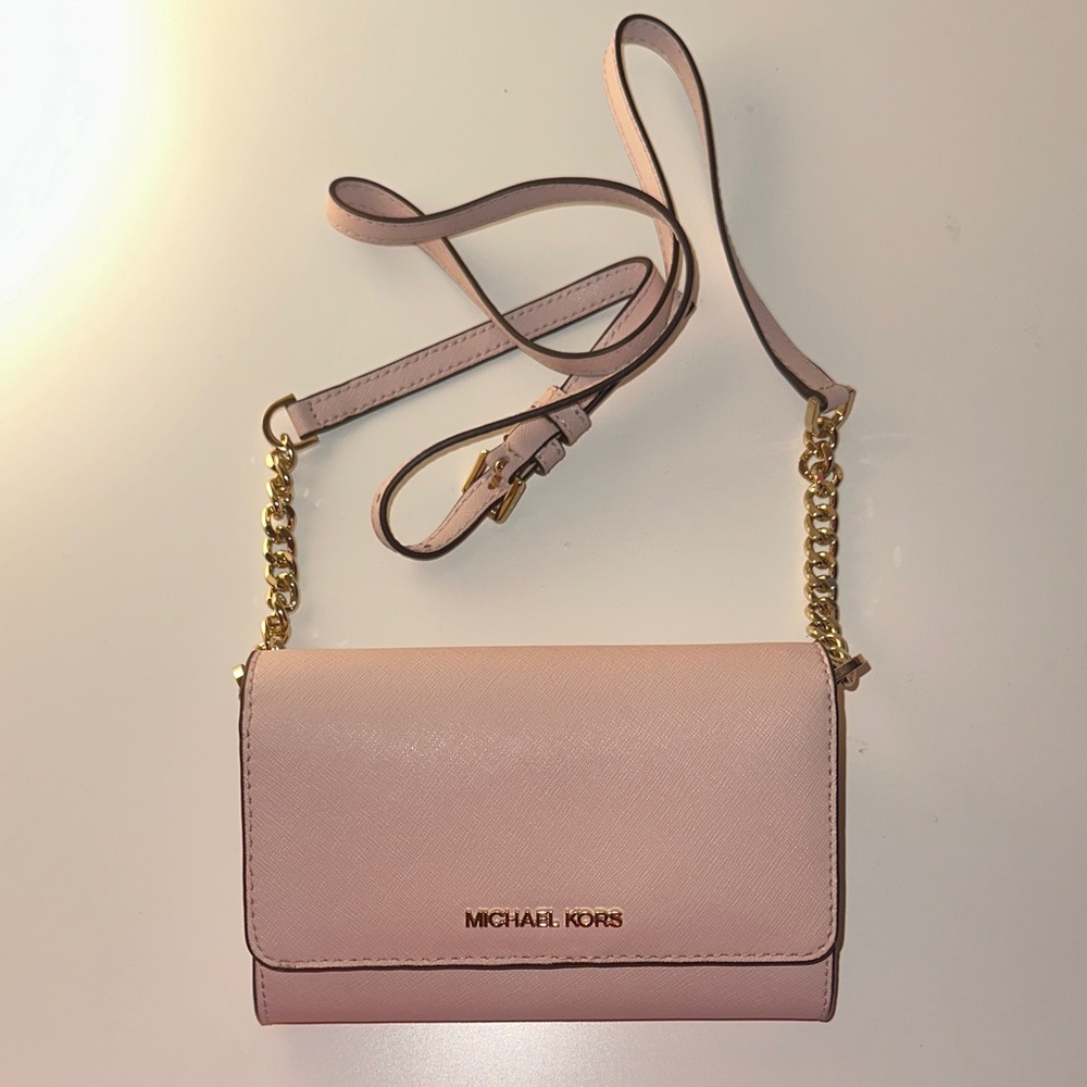 Michael Kors Pink Crossbody Bag with Gold Accents
